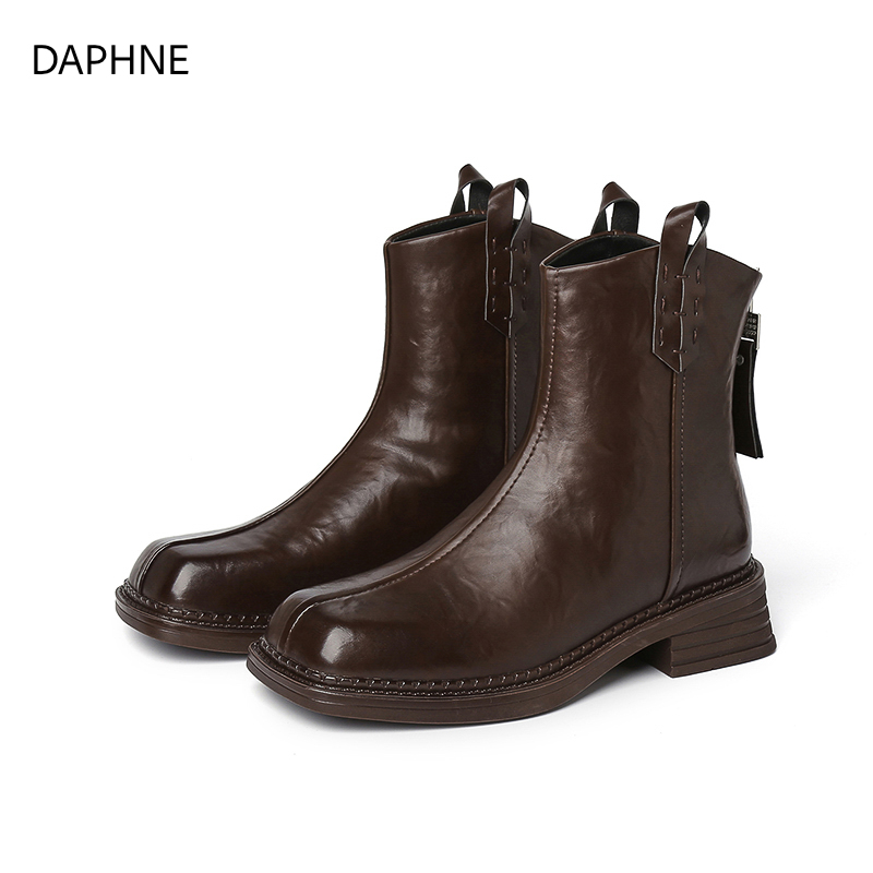 达芙妮法式小踝靴切尔西靴2025秋季新款短靴裸靴瘦瘦韩系真皮