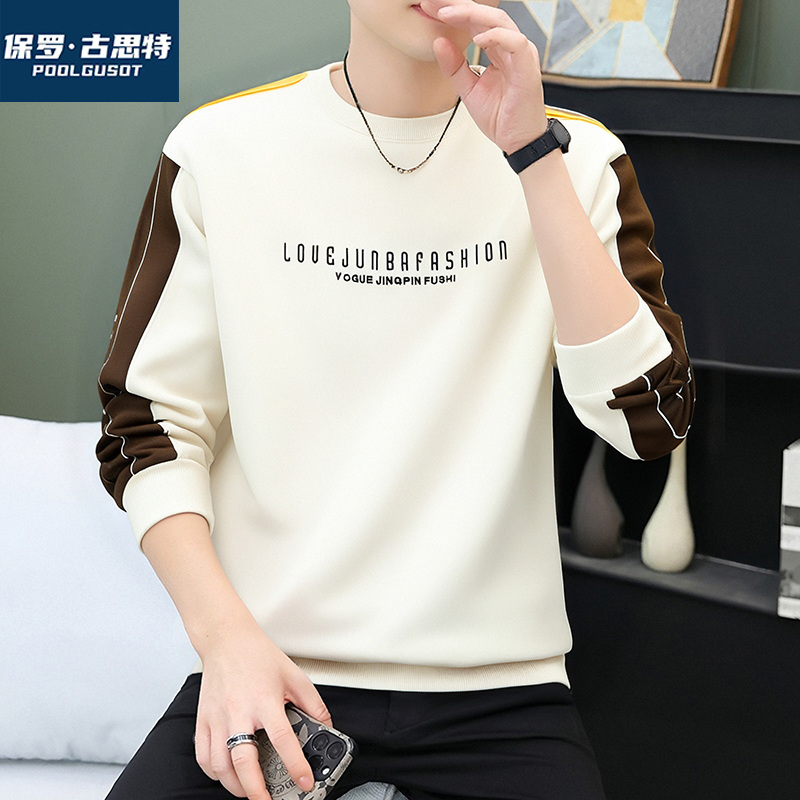 保罗·古思特春秋新款刺绣时尚秋季宽松圆领卫衣潮流休闲长袖百搭