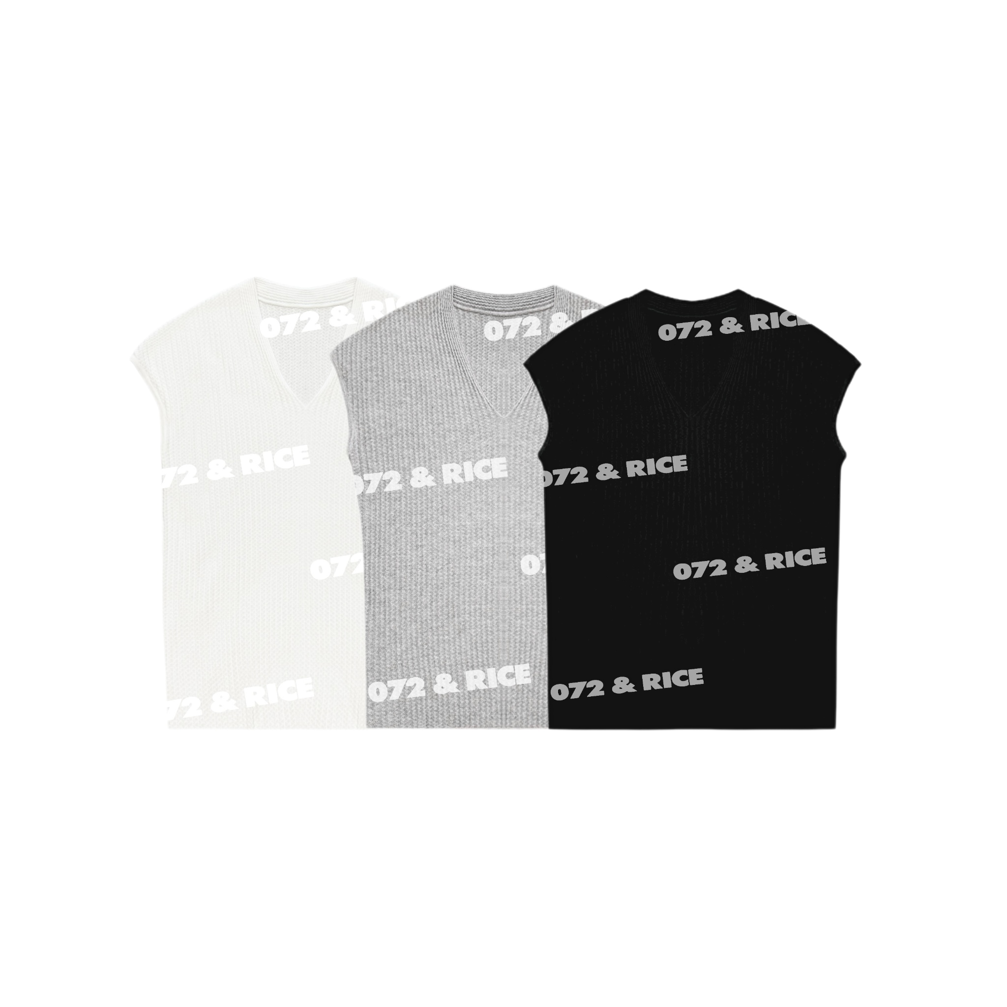 072 & RICE【小月牙】桑蚕丝+羊毛 夏季休闲V领针织衫 A-32RQ033