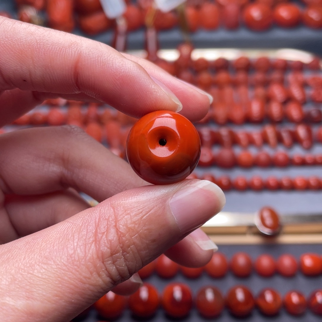 南红玛瑙未镶嵌其他W17瓦西柿子红满肉苹果珠