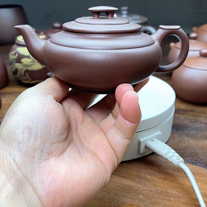 紫砂茶壶石磨紫泥上新桥145cc