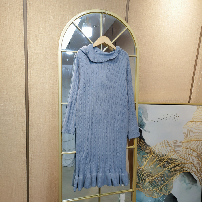 AF269孕妇蓝色毛衣裙