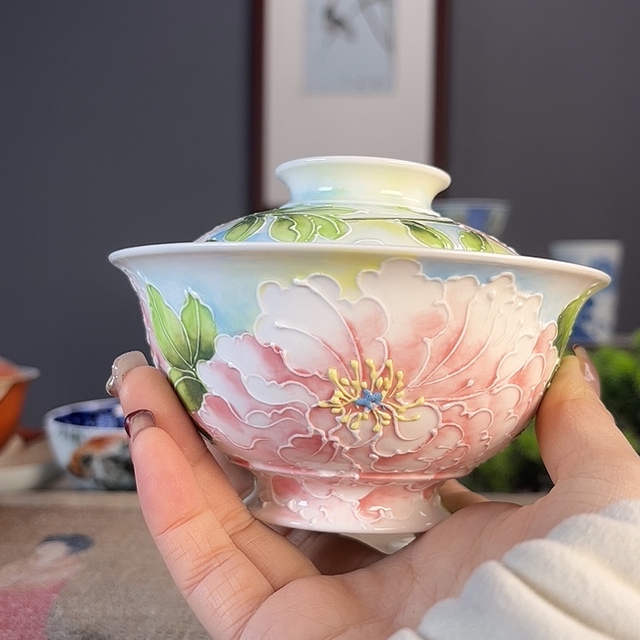 摆件景德柴烧茶杯多人