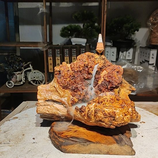 匠***木琥珀木北沉香琥珀木天然造型山水摆件