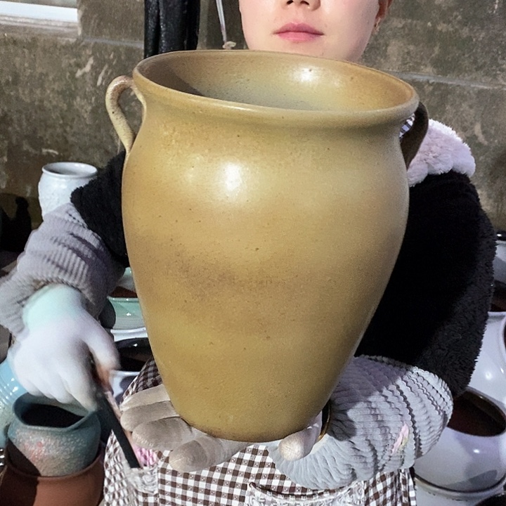 紫砂花盆瑕疵口20高27瑕疵