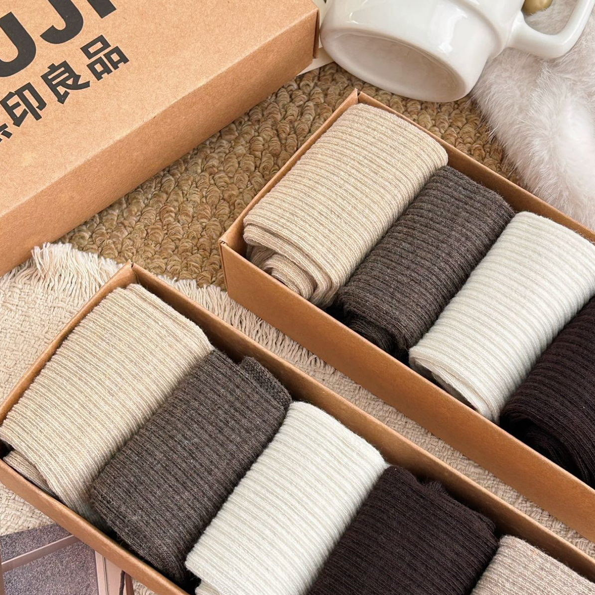 【刘噗噗】无印美拉德 五双装长袜7712