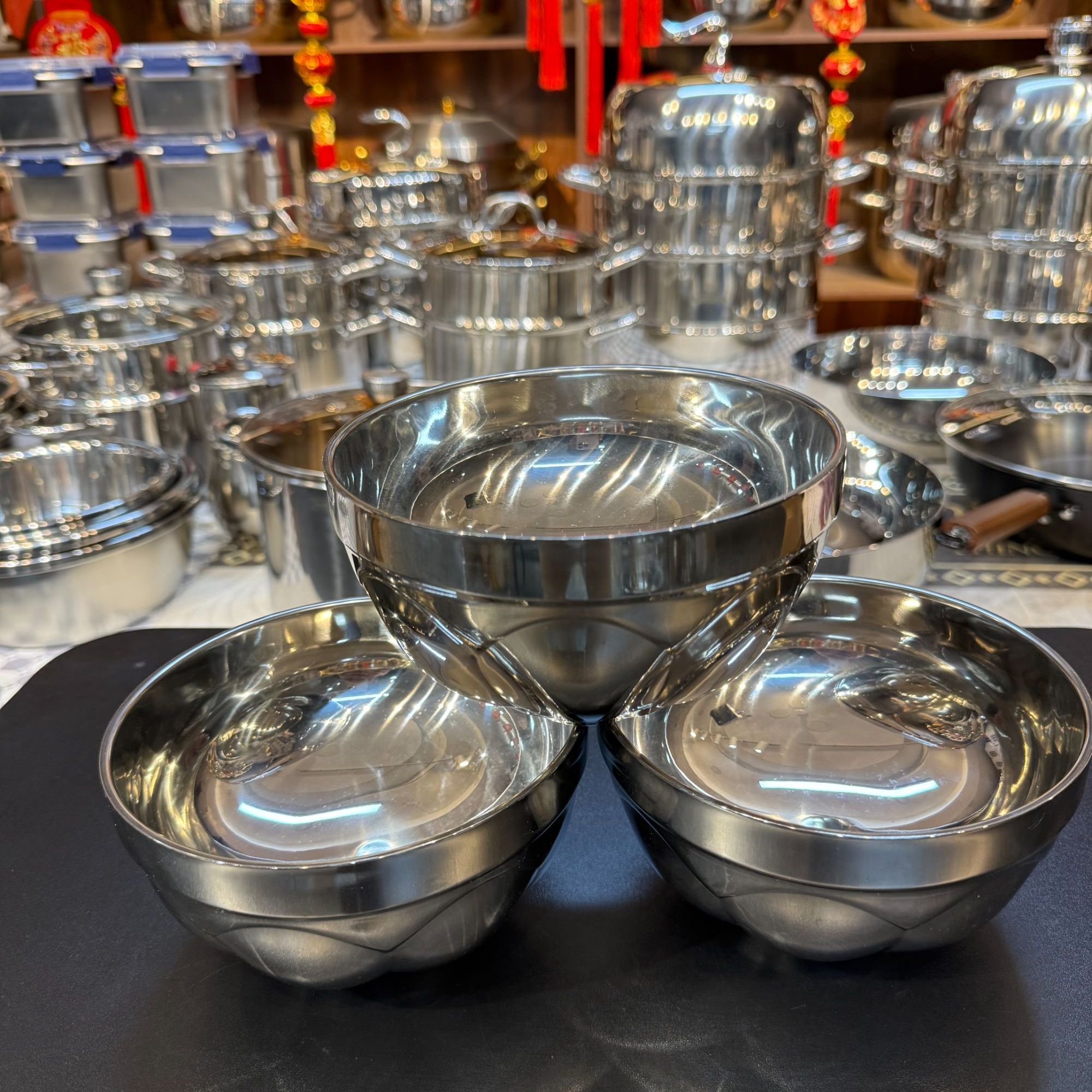 BH/【3个装】加厚款不锈钢口径14cm双层防烫碗拉面碗家用碗饭碗汤碗