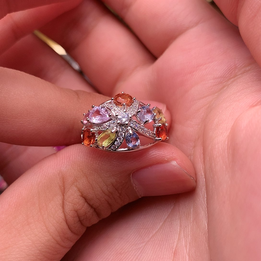 蓝宝石戒指银S925镶嵌