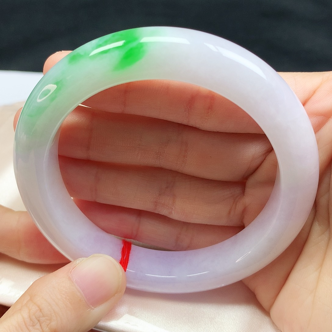 未镶嵌手镯翡翠58.1圈口春彩633