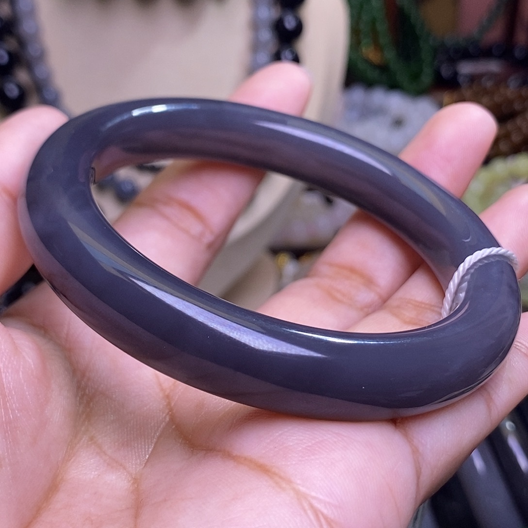 和田玉未镶嵌颈饰浓烟紫老矿料收藏毕业级手镯59.8