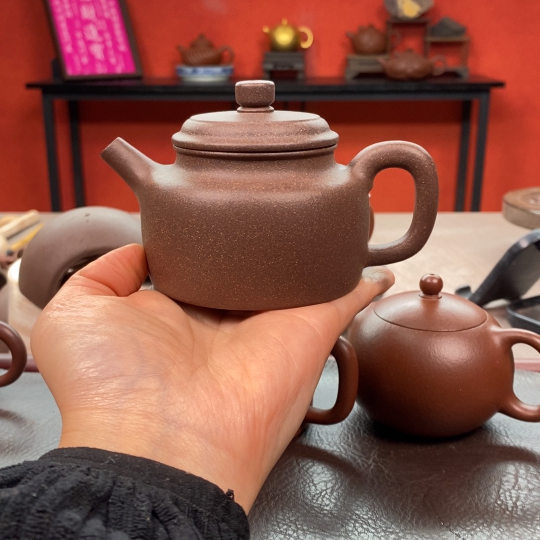 茶壶紫砂千禧紫泥德钟200cc精工半手
