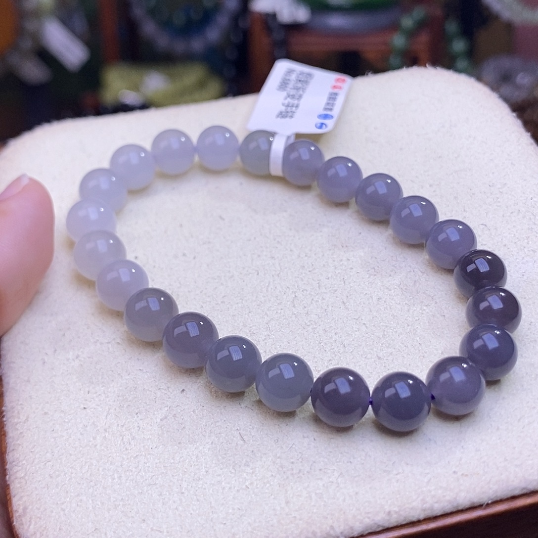 和田玉未镶嵌颈饰浓烟紫渐变色脂膏手链约8