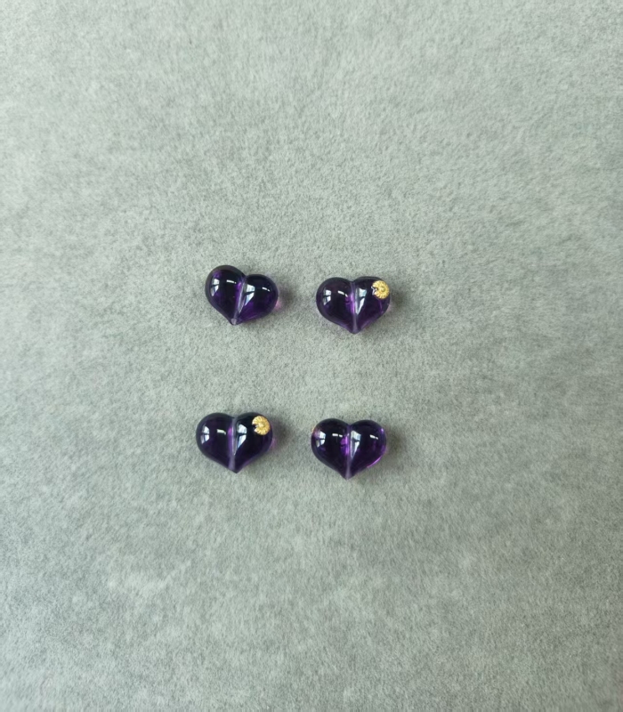 925银银制品 【发1颗】9+*11+*5+MMB款紫水晶爱心雏菊配件/个PJ455