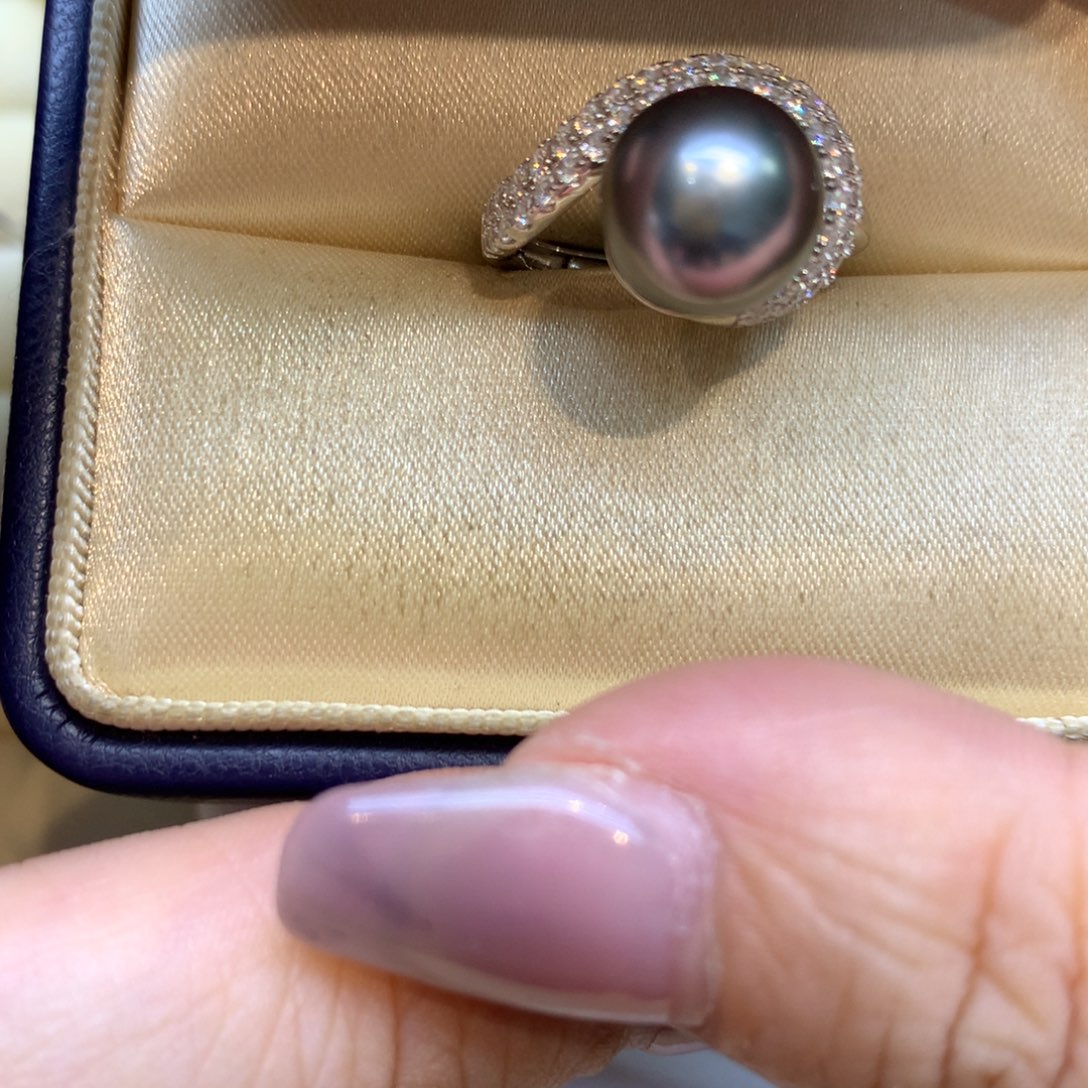银S925镶嵌戒指海水珍珠