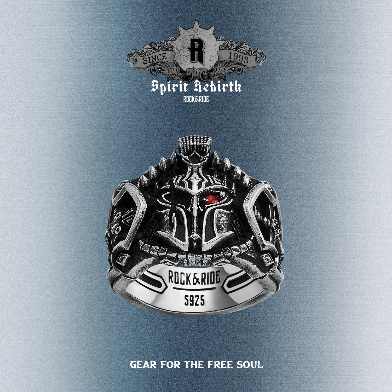 ROCK&RIDE 925银戒指 重生系列阿瑞斯战火王座戒指男士个性设计感