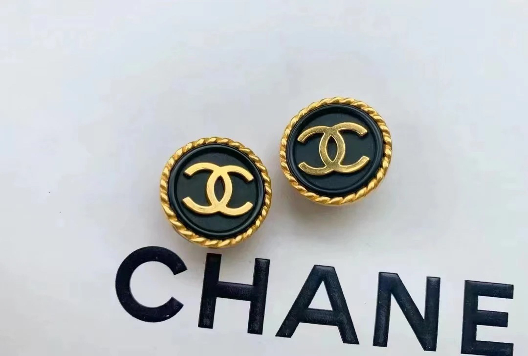 95新 Chanel/香奈儿 Chanel vintage香奈儿中古黑金耳夹