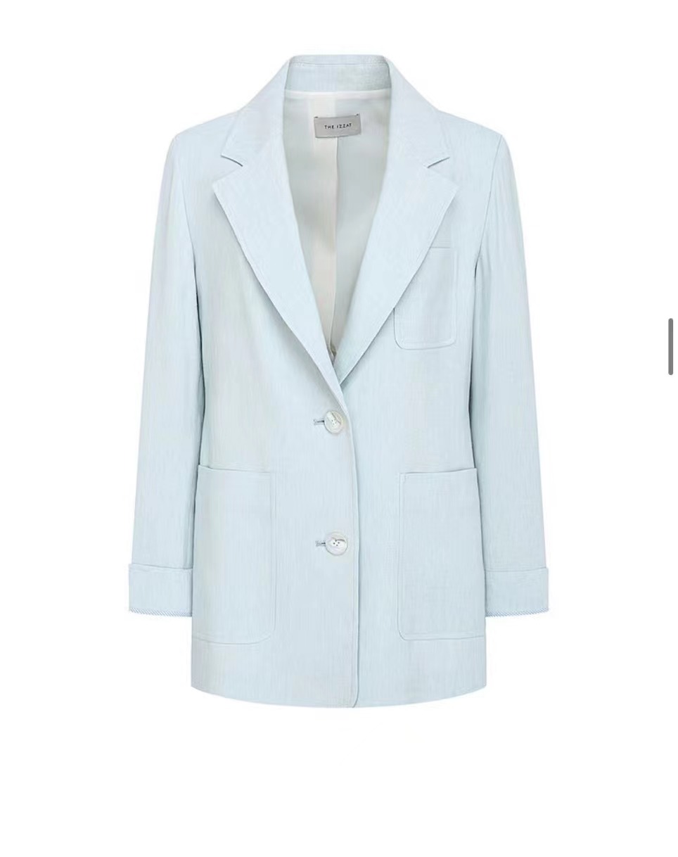 闪闪兒 BA**Ba25年新款气质薄款亚麻西服外套女春夏宽松休闲2152