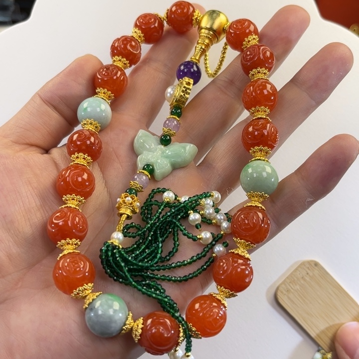 翡翠手链未镶嵌代编织