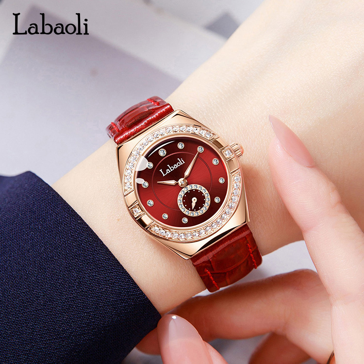 labaoli/拉宝丽（婷婷）LA728-复古镶钻独立秒针盘真皮女士石英腕表