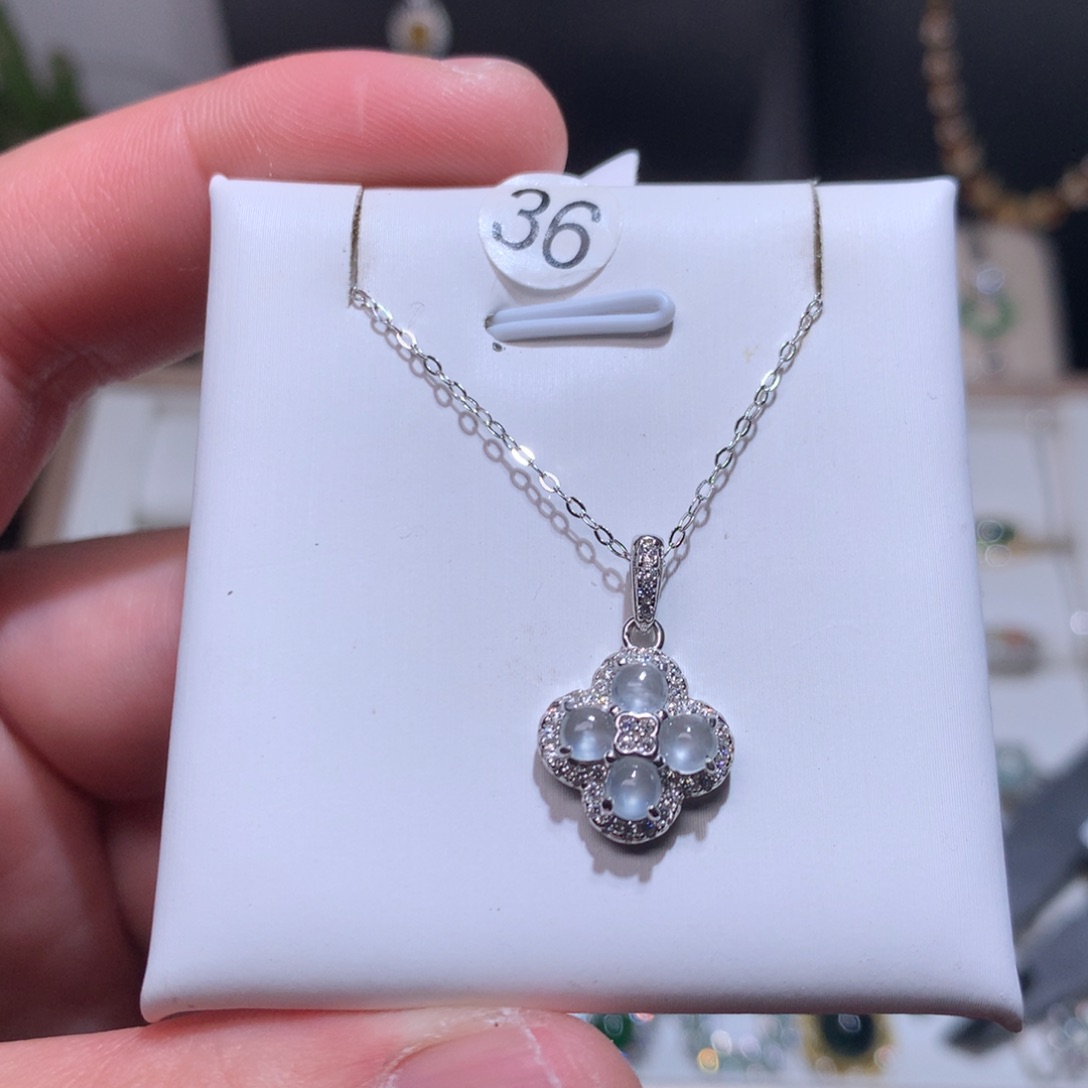 翡翠耳饰银S925镶嵌00022