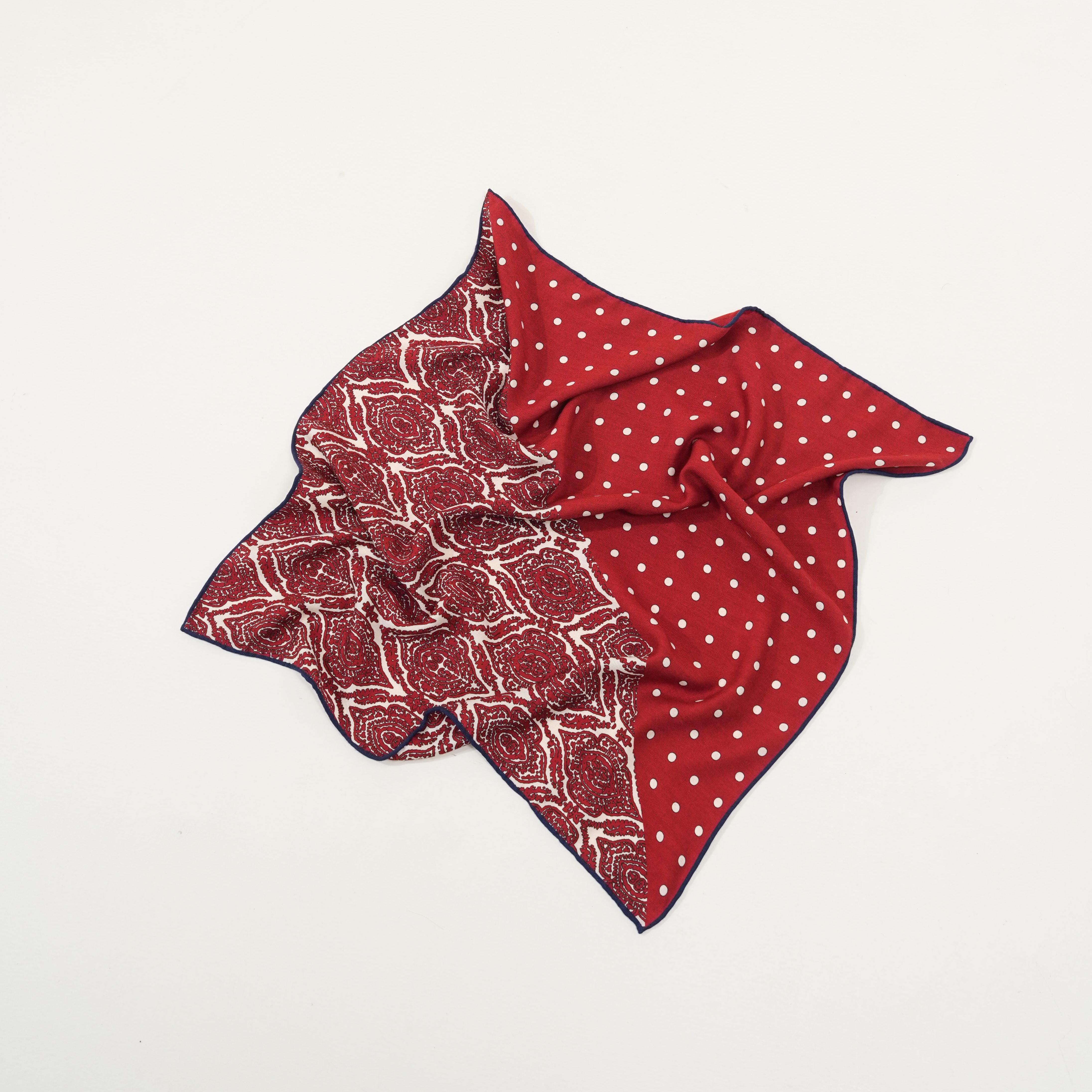 西子/桑蚕丝羊毛红色波点图腾丝巾/SJRGH010