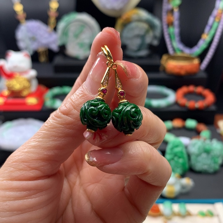 翡翠未镶嵌耳饰翡翠耳环