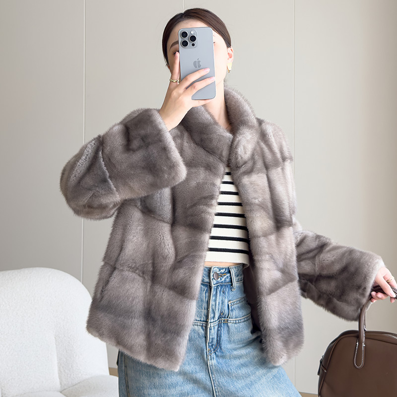 横排立领"千金貂"2025新款进口天鹅绒小母貂DZ2613【静静】