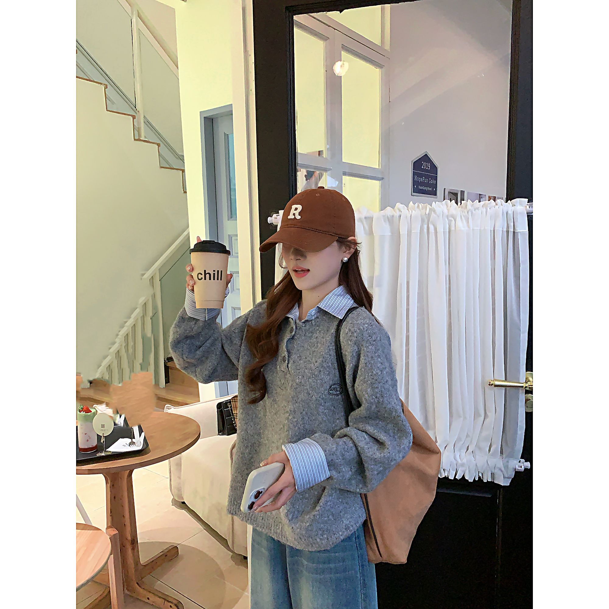 【C·Cai】韩系温柔学院风套头衫1337#设计感小众宽松显瘦上衣