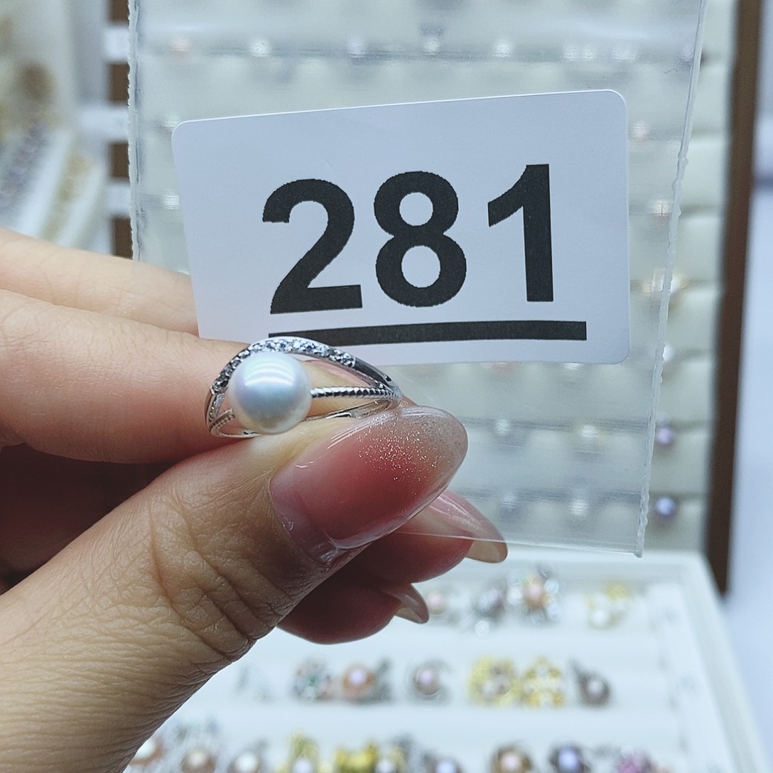 淡水珍珠戒指银S925镶嵌蛋*281