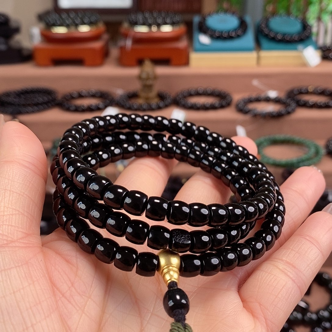 和田玉未镶嵌手链7又黑又细