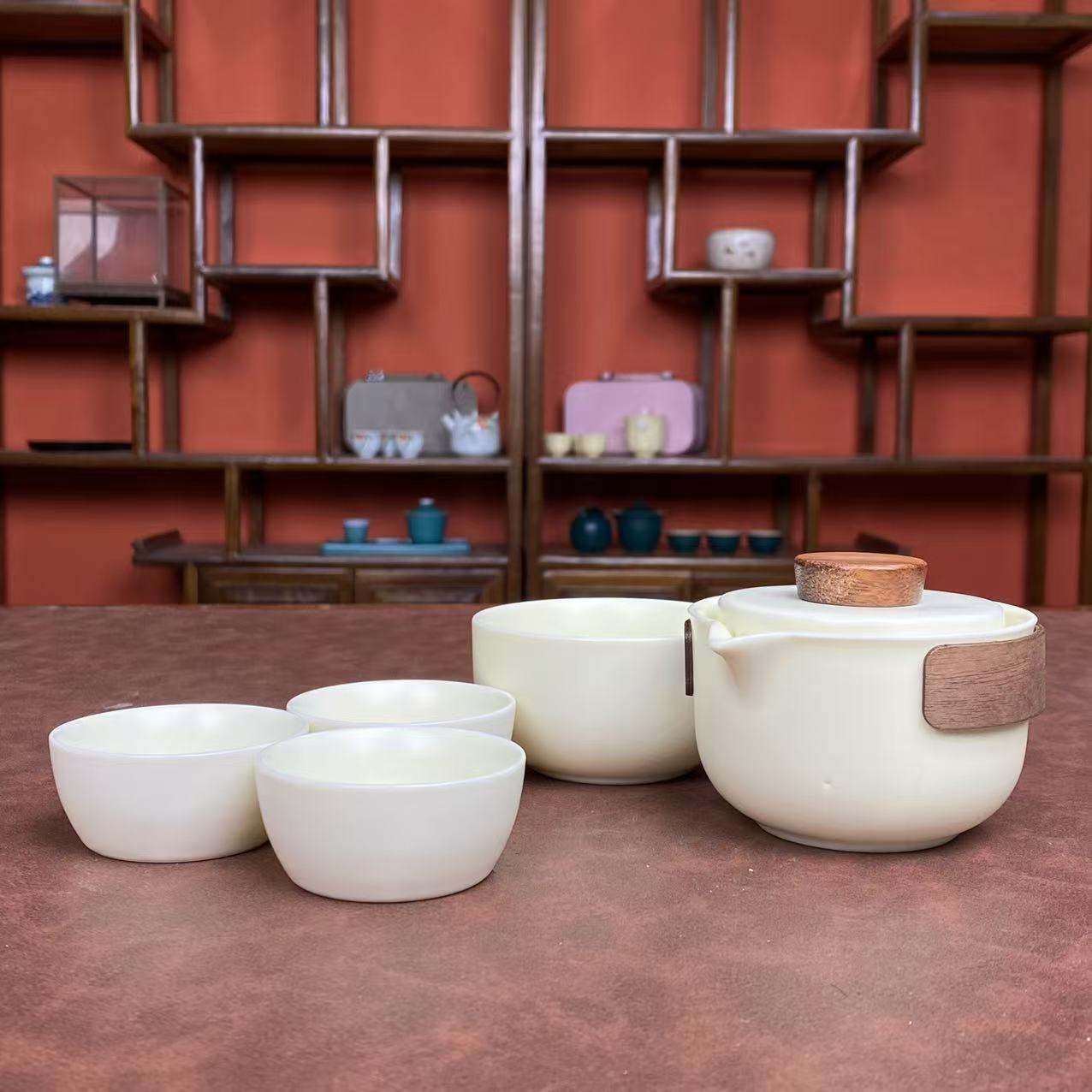 米黄六件套套装 高端礼盒装高端茶器主人杯0922