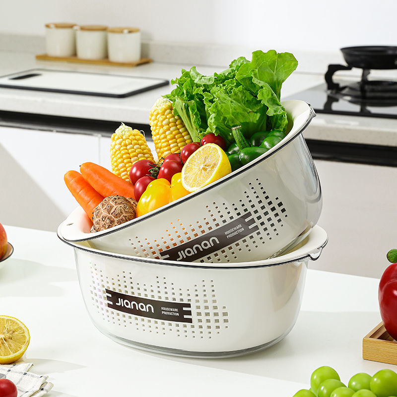 【凯哥有好货】健安双层洗菜盆沥水篮家用轻奢洗菜篮精致塑料篮