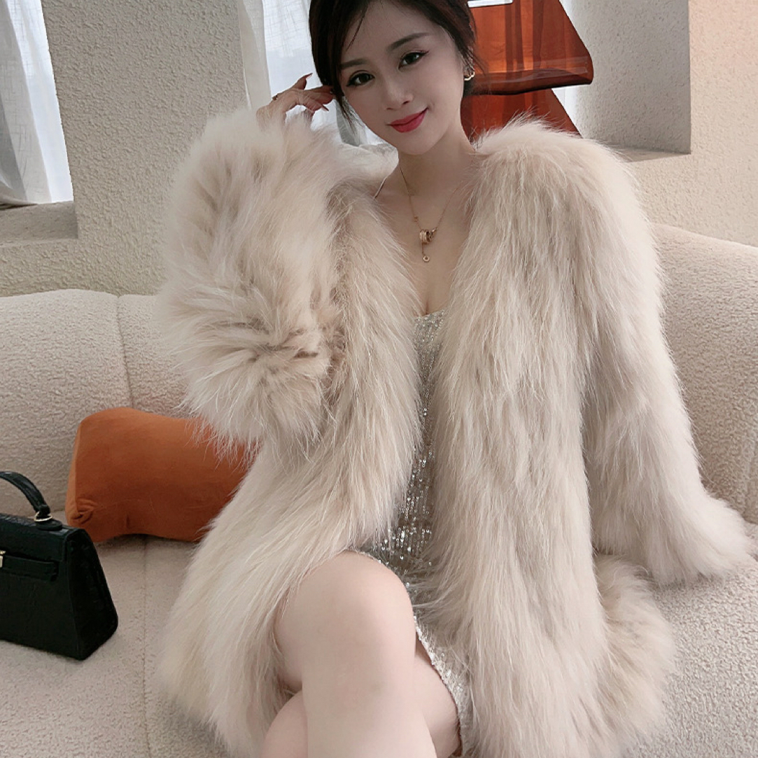 2024新款皮草外套 仙女本仙 75长毛毛中长款网红保暖外套