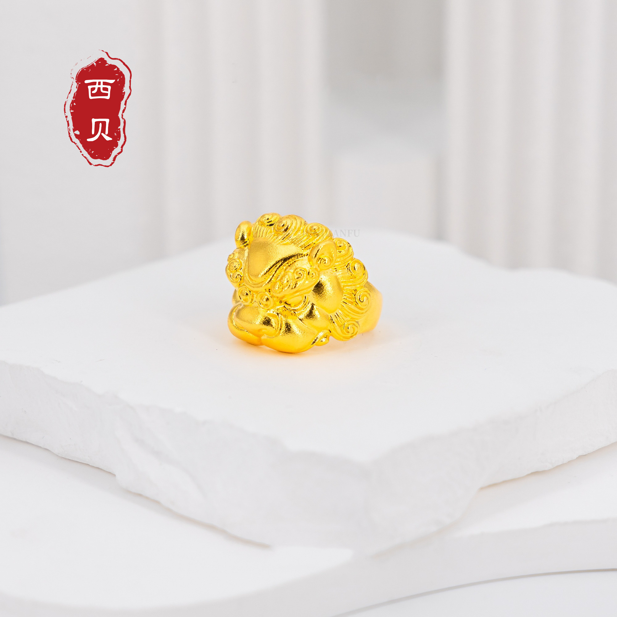 足银戒指 唐狮戒指开口 厚包工艺 复古简约时尚经典个性中古霸气