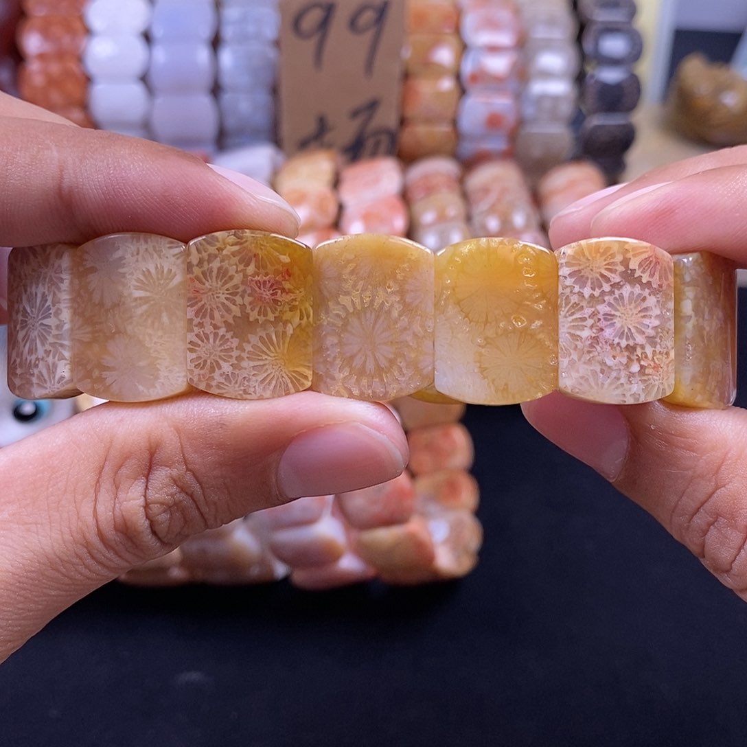 硅化珊瑚（珊瑚玉）未镶嵌手串糖大花5