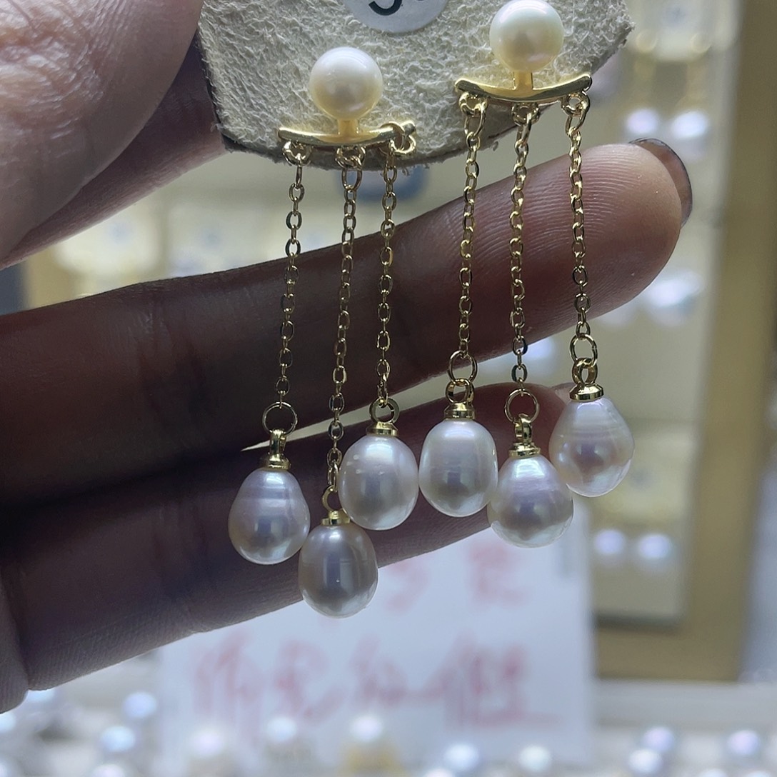 淡水珍珠耳饰银S925镶嵌