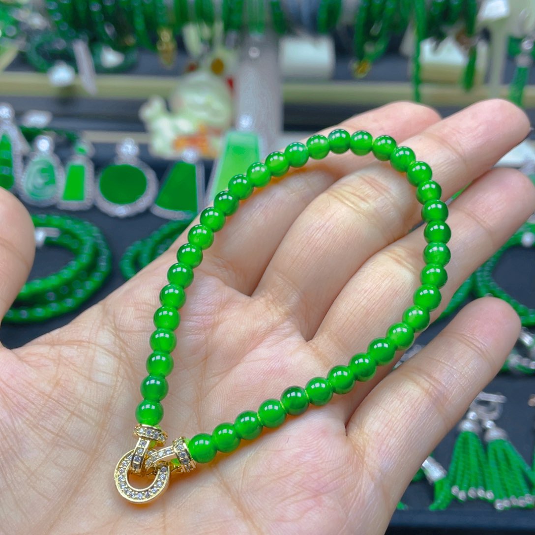 未镶嵌手链翡翠黄阳绿5