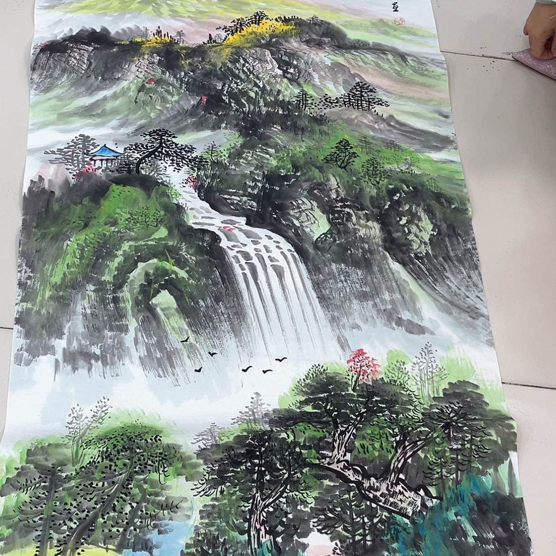 国画纯手绘的花鸟山水