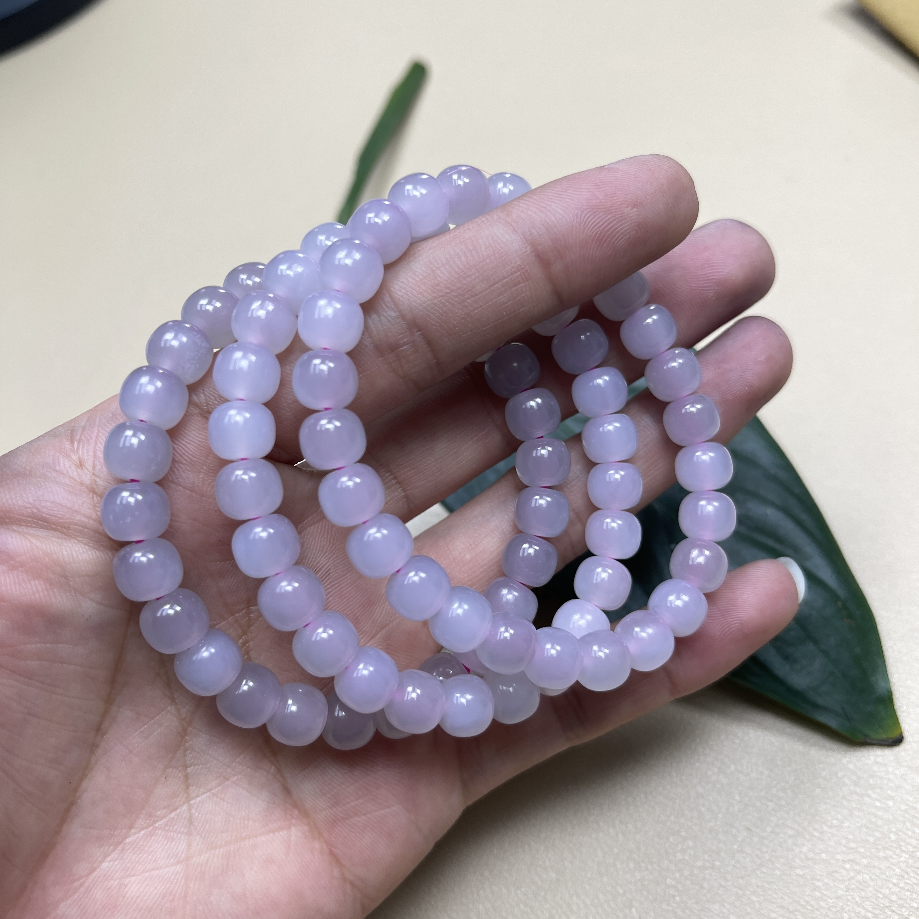 YY2404天然和田玉冰紫手串卡8多样性发其一