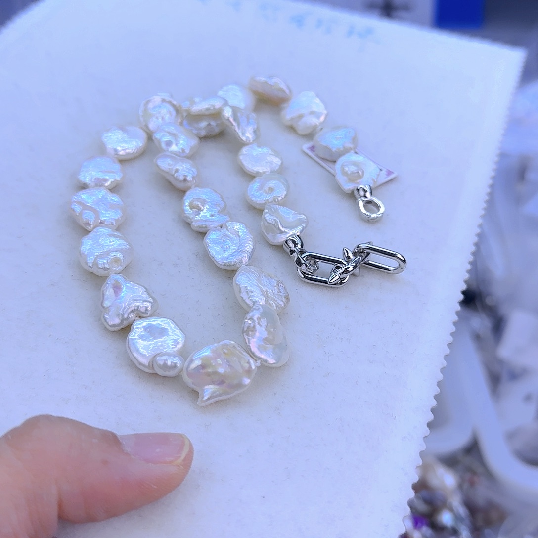 银S925镶嵌项链定制729淡水珍珠