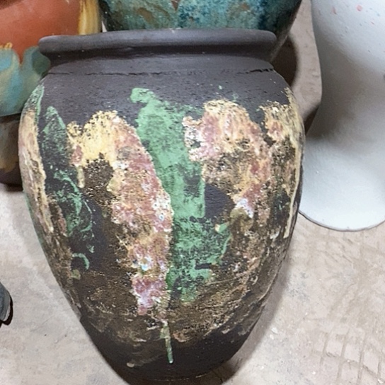 紫砂花盆口22高度33绿花