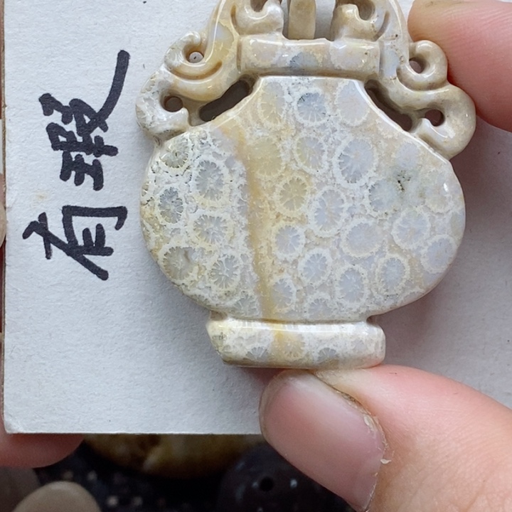 颈饰未镶嵌硅化珊瑚（珊瑚玉）