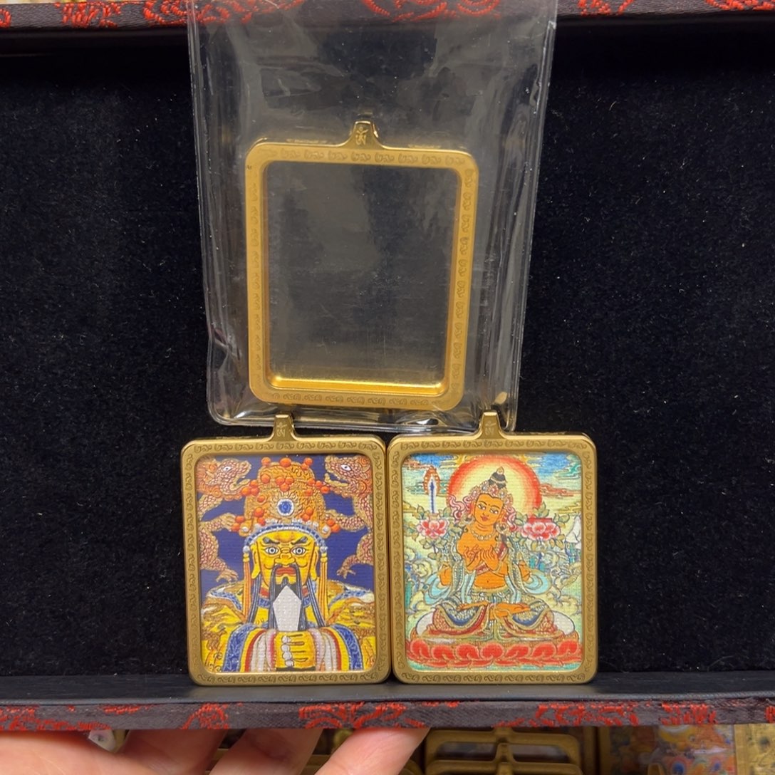 吊坠自**佐五爷文殊菩萨双面钛钢