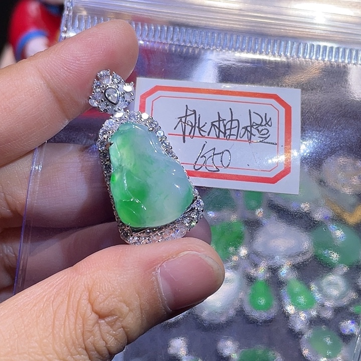 翡翠银S925镶嵌吊坠(不含链)