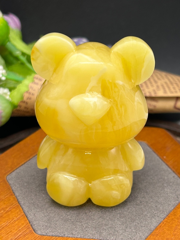 纯天然原矿俄料蜜蜡熊浓啦拉丝超精工完美比例特色斜挎摆件可爱