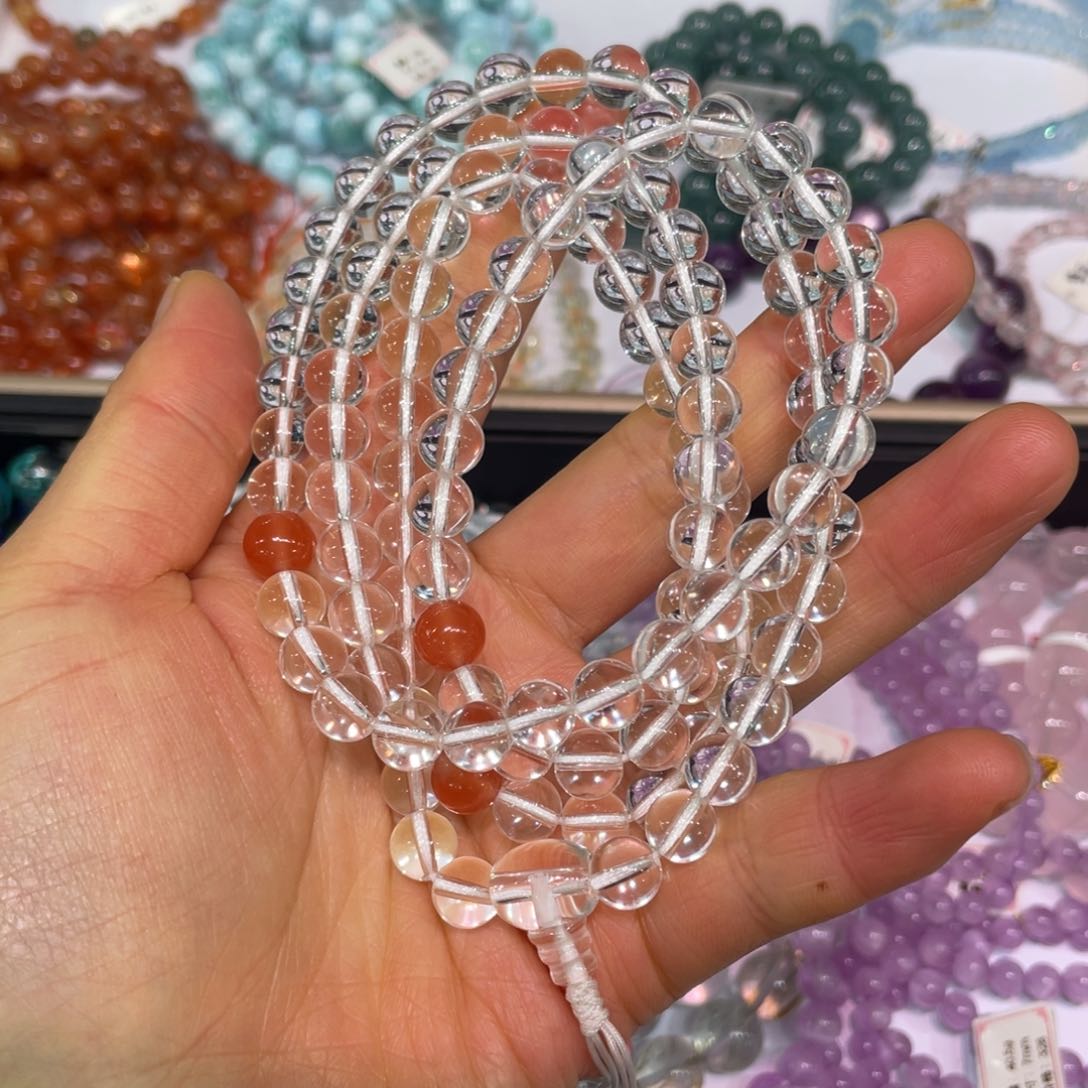 水晶108珠未镶嵌双A白水8毫米