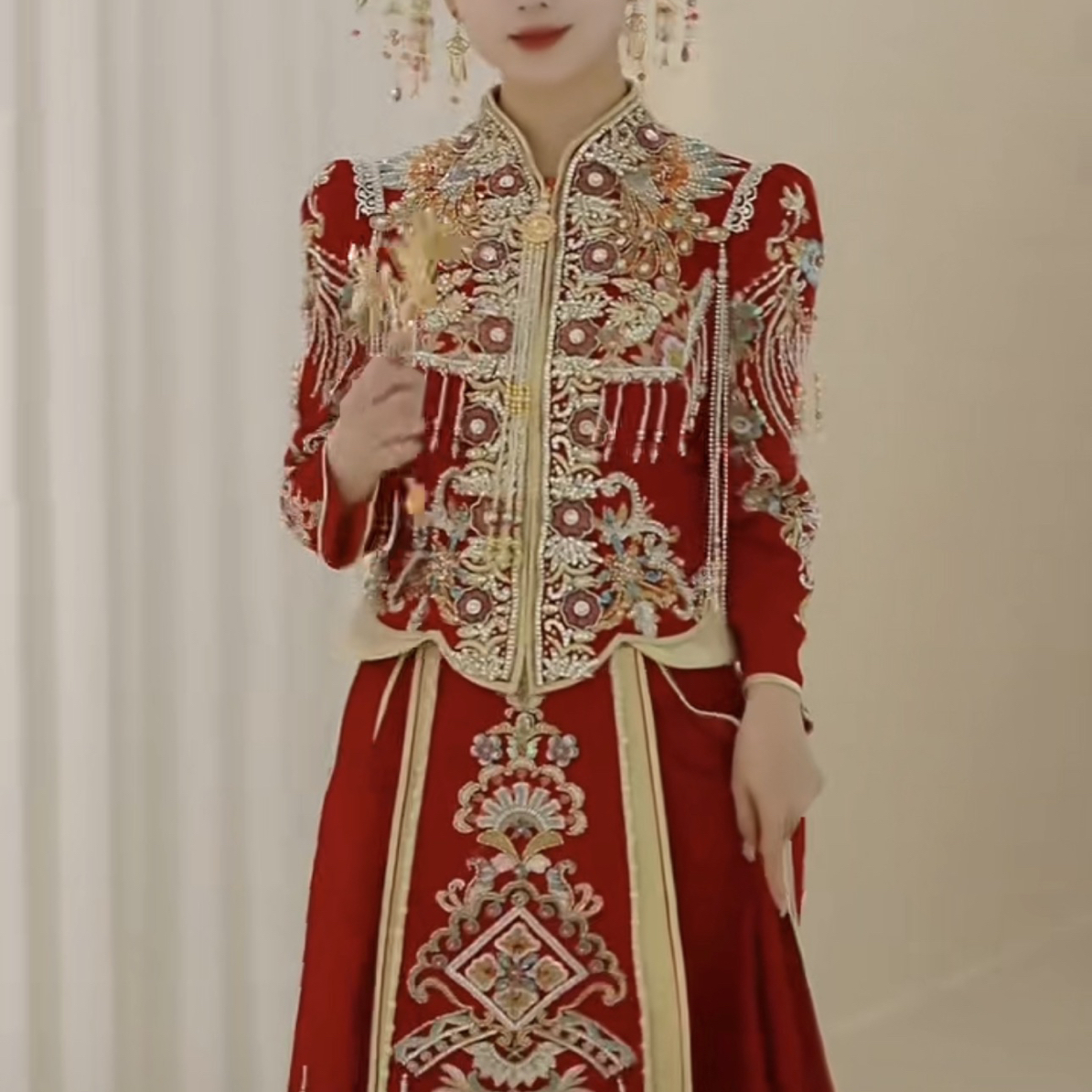 壹莱嫁衣新娘全丝绒重工秀禾服出阁婚服特价不退换