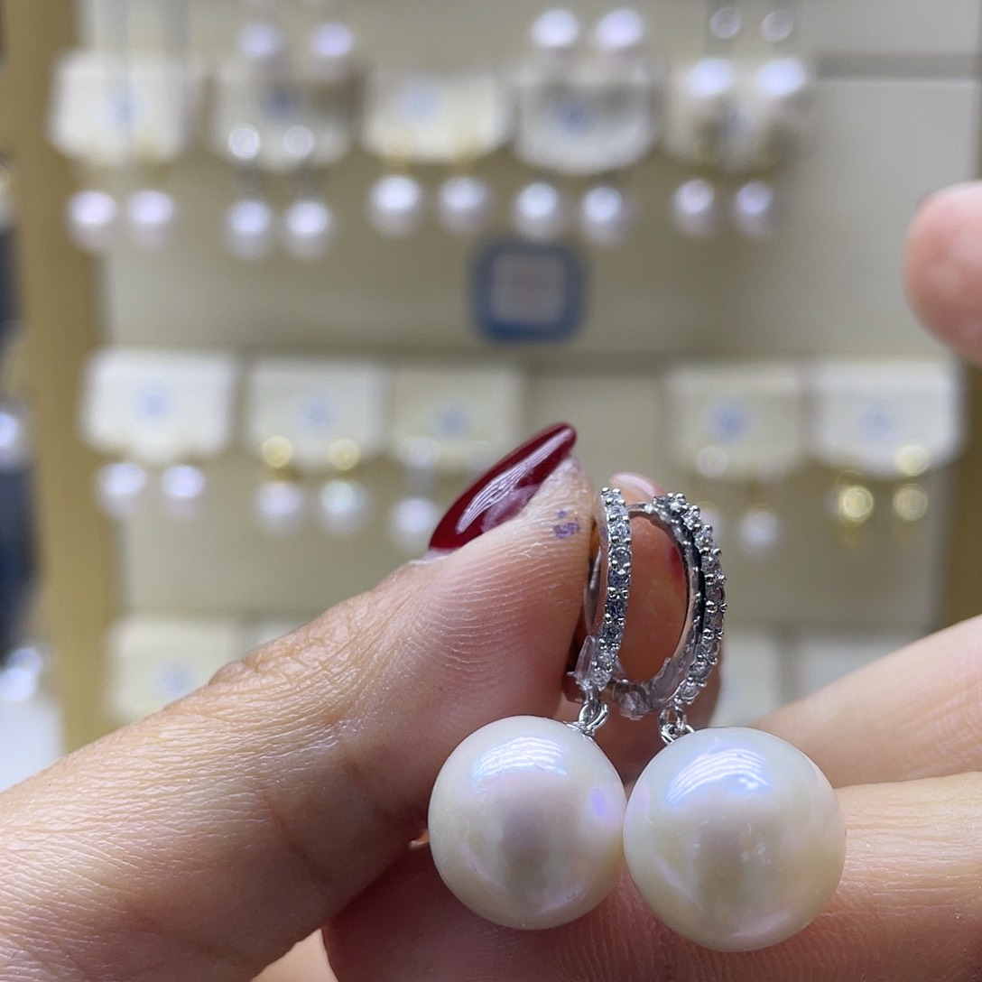 淡水珍珠耳饰银S925镶嵌