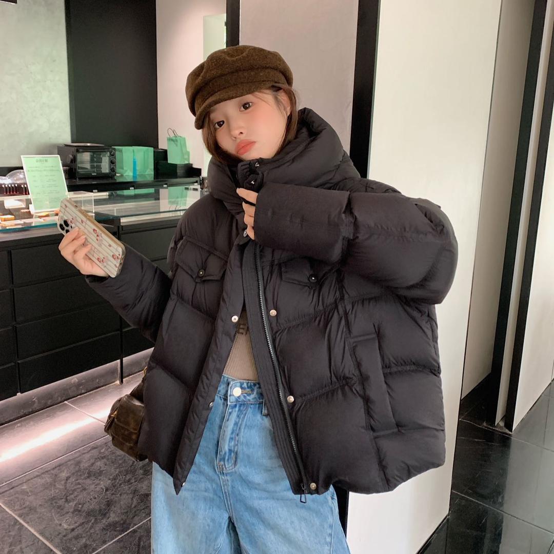 【8808-rj】连帽款纯色羽绒服冬季新款休闲百搭保暖外套