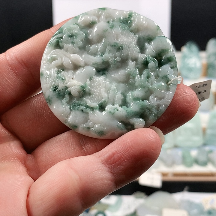 吊坠(不含链)未镶嵌翡翠23山水牌